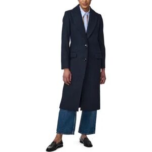 BERNARDO Long Twill Coat In Navy/black NWT medium
